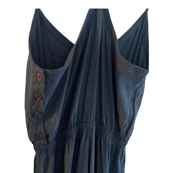 Monrow Size XS Sleeveless Jumpsuit Jean Blue Linen Blend Lightweight